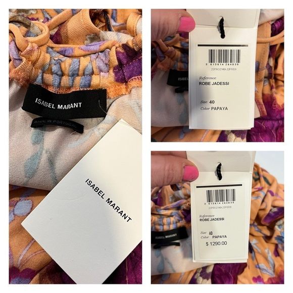ISABEL MARANT Jadessi Dress Peach Floral FR 40 US 8 Cut Out Midi Halter Boho NWT - Picture 13 of 14
